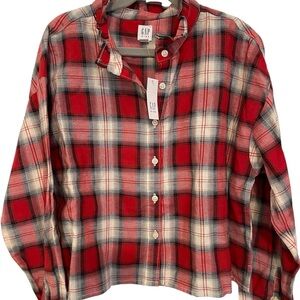 GAP Kids large Red and Cream Checkered Button Down Shirt